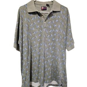 Intl Trading Company Mens Polo Shirt Size Large Leaf Design Green 100% Cotton